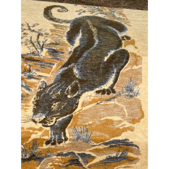 Vtg Chatham North Star Blanket Throw Reversible Mountain Lion Cougar Furry 63x74 - Picture 5 of 7